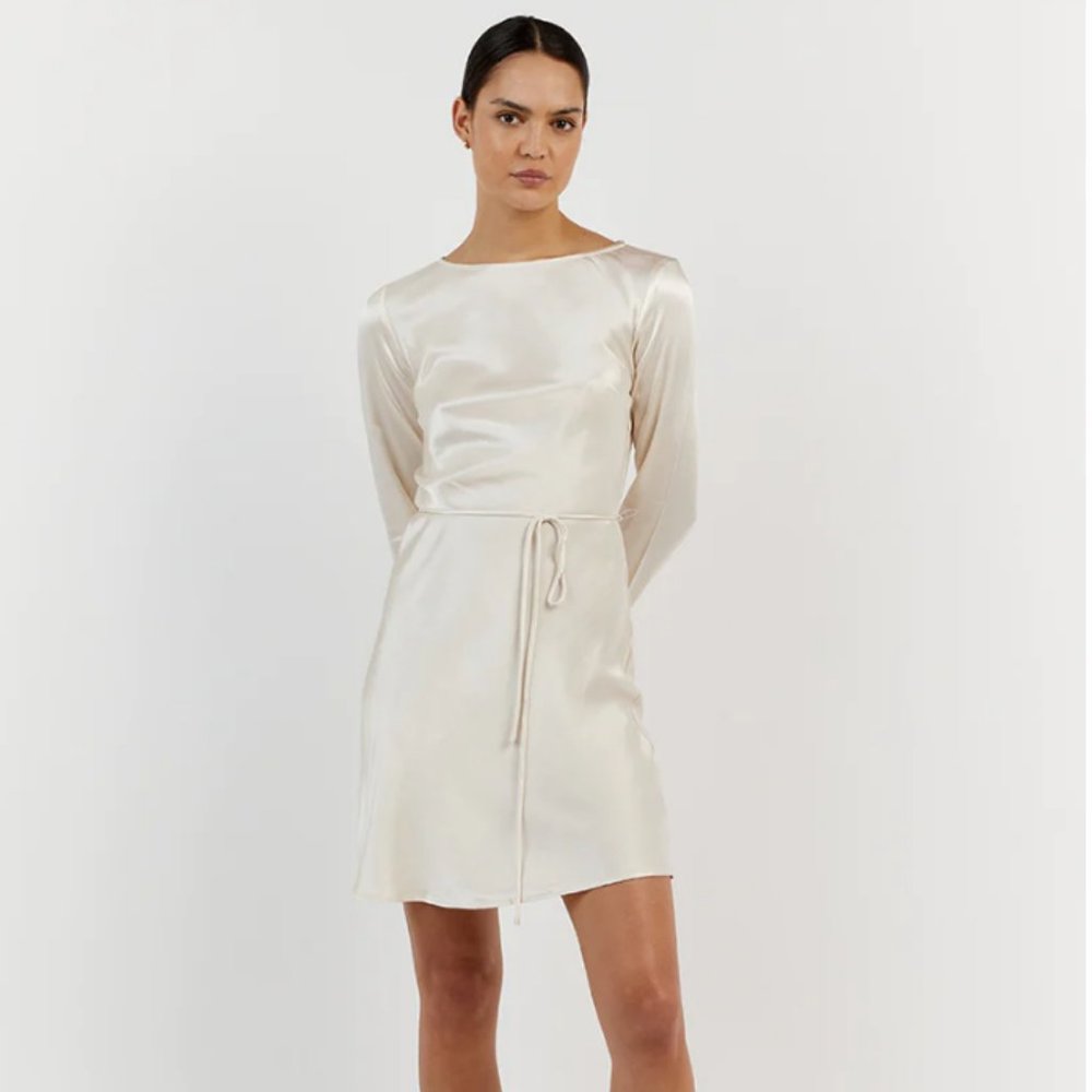 DISSH Charli Satin Slip Mini Dress - Pearl (NWT - Size 8)